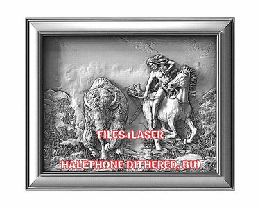 American native and buffalo 3d illusion & laser-ready files - 3DWave.us